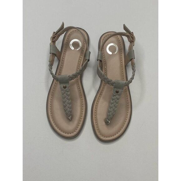 Journee Collection Thong Sandals Women's 7 Grey Adjustable Braided‎ Strap NEW - Picture 3 of 10